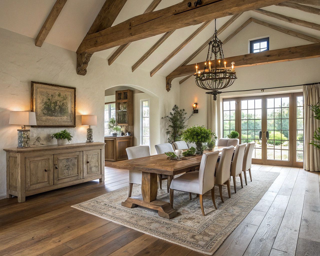 a-rustic-dining-room-in-a-british-modern-farmhouse